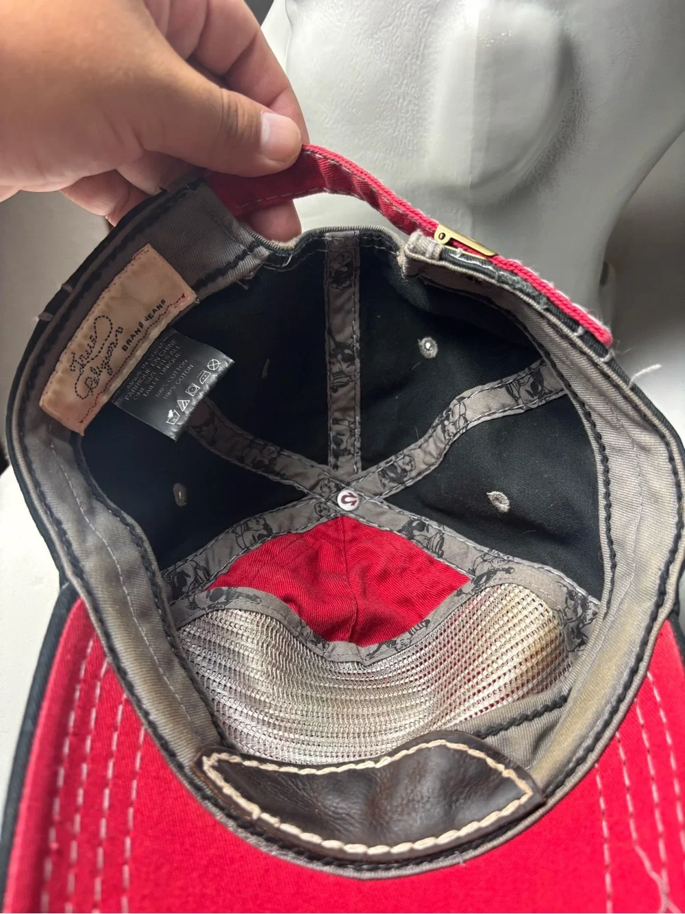 Rare Vintage True Religion Hat Cap Buddha Distressed Adjustable Embroidered Red